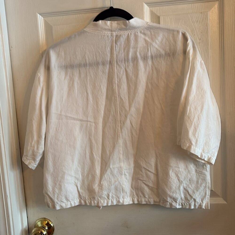 CLARA SUNWOO women’s small linen cotton blend white open front jacket - Picture 4 of 4
